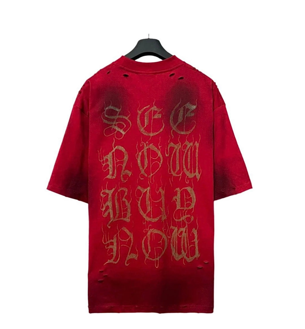 Balenciaga Red T-Shirt Without Collar