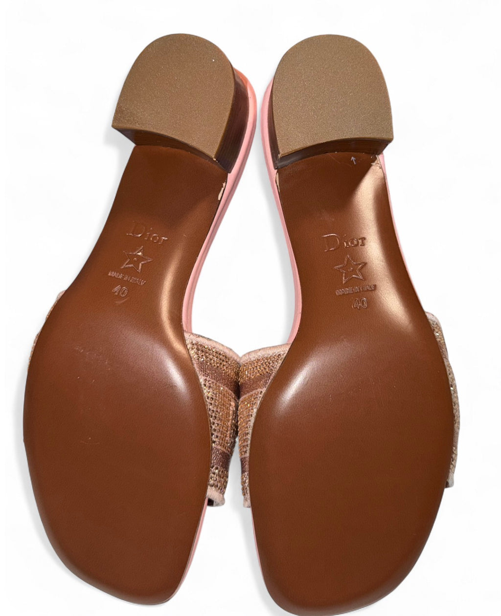Dior Dway Pink Sandals with Crystals and Metallic Embroidery