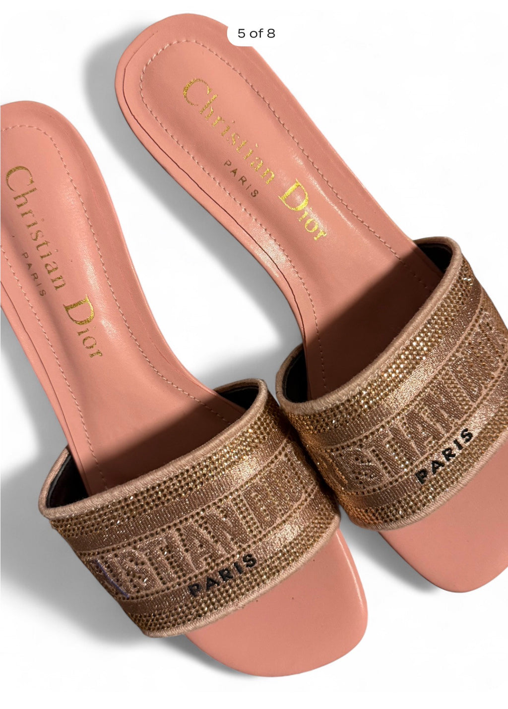 Dior Dway Pink Sandals with Crystals and Metallic Embroidery