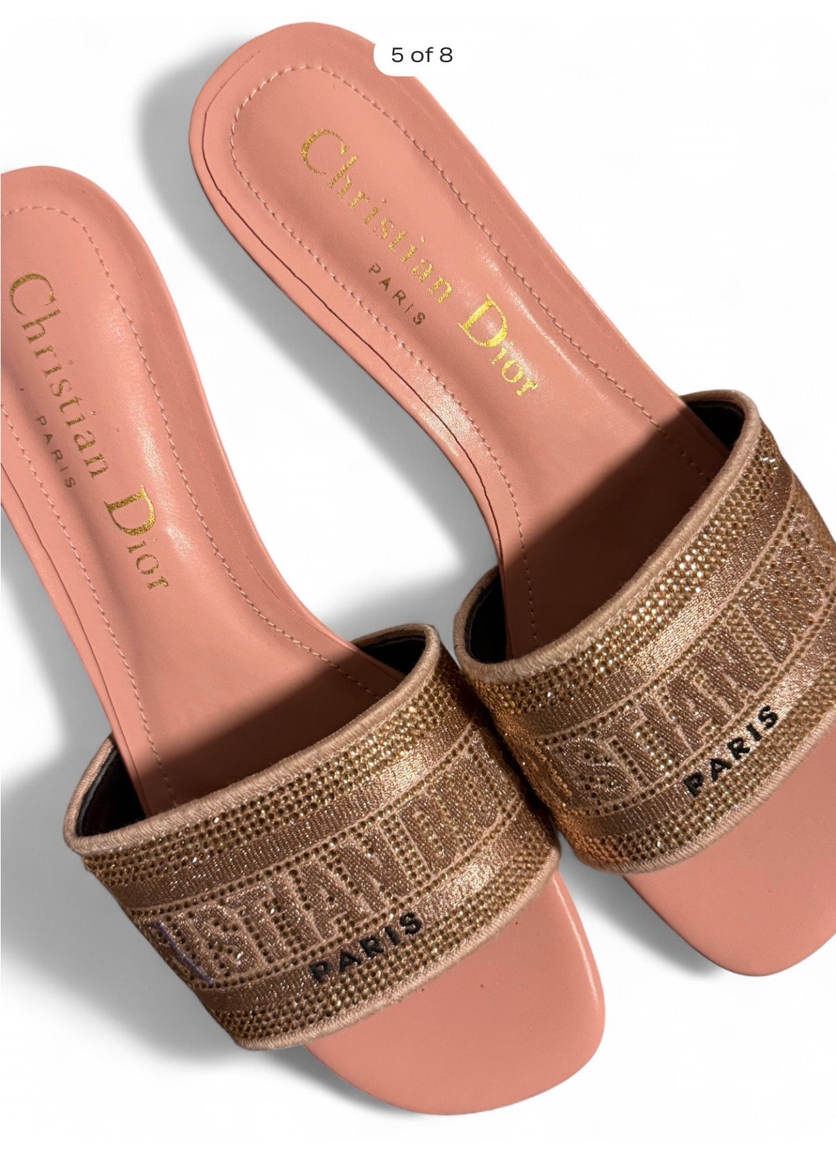 Dior Dway Pink Sandals with Crystals and Metallic Embroidery