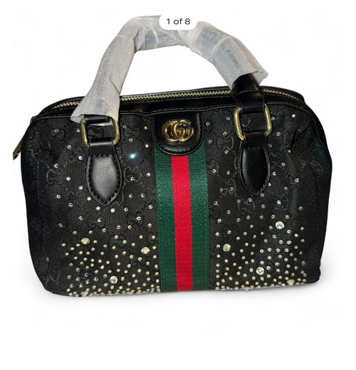 Black Luxury-Style Handbag with crystals