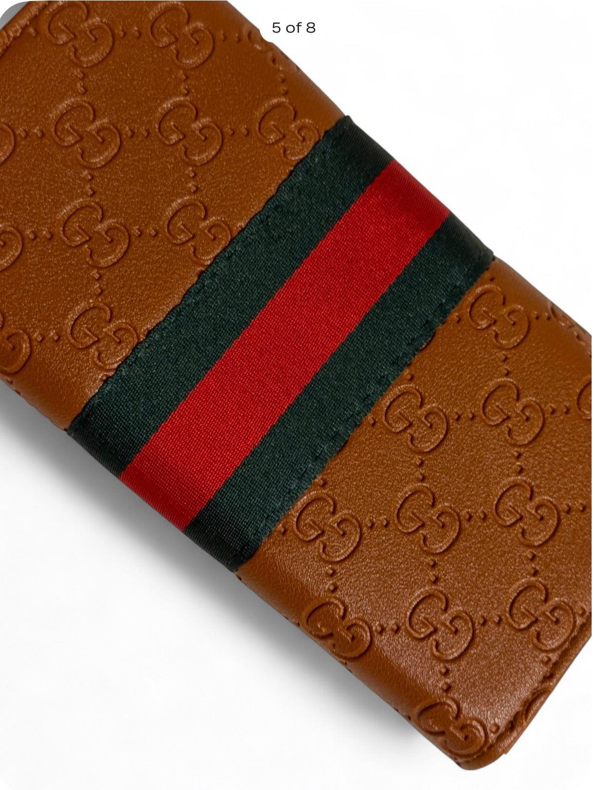 Gucci Ophidia Brown Leather Wallet With Web Stripe