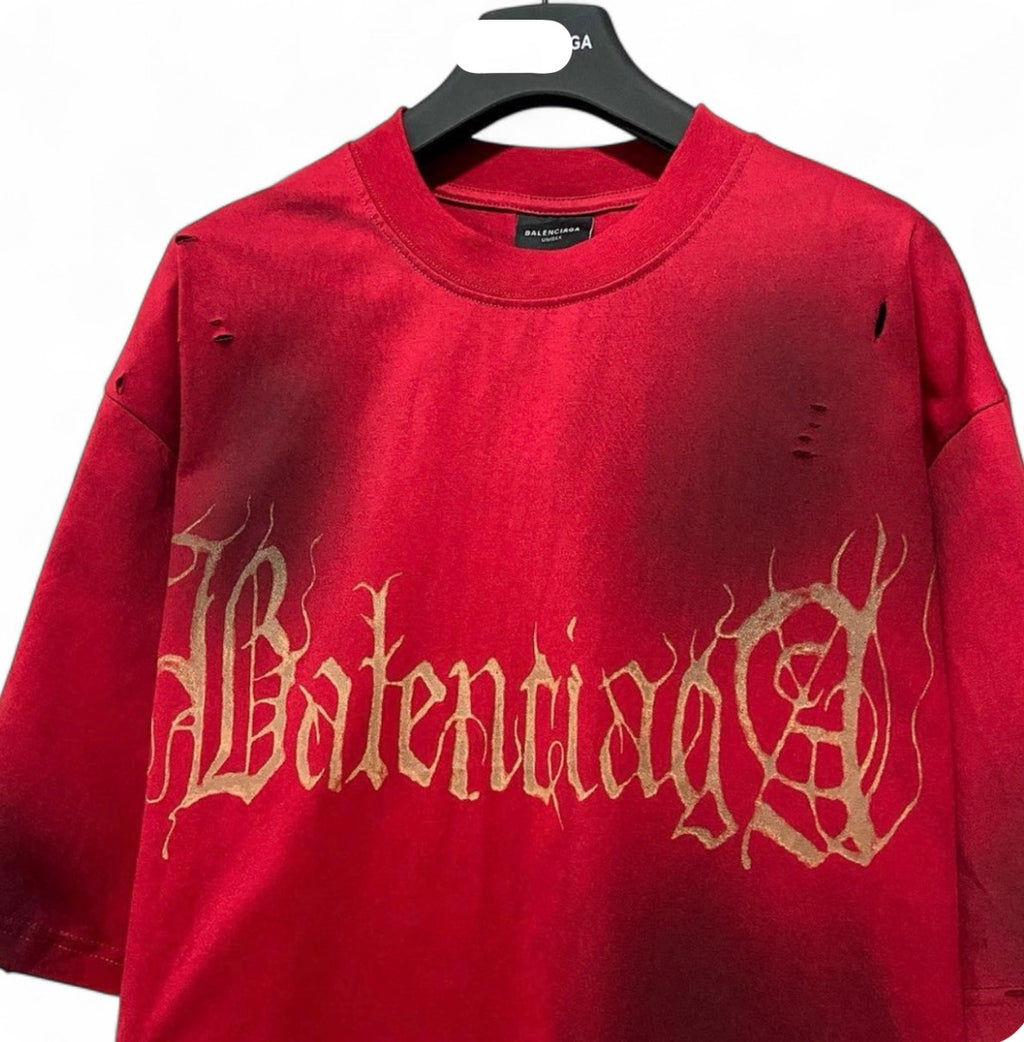 Balenciaga Red T-Shirt Without Collar