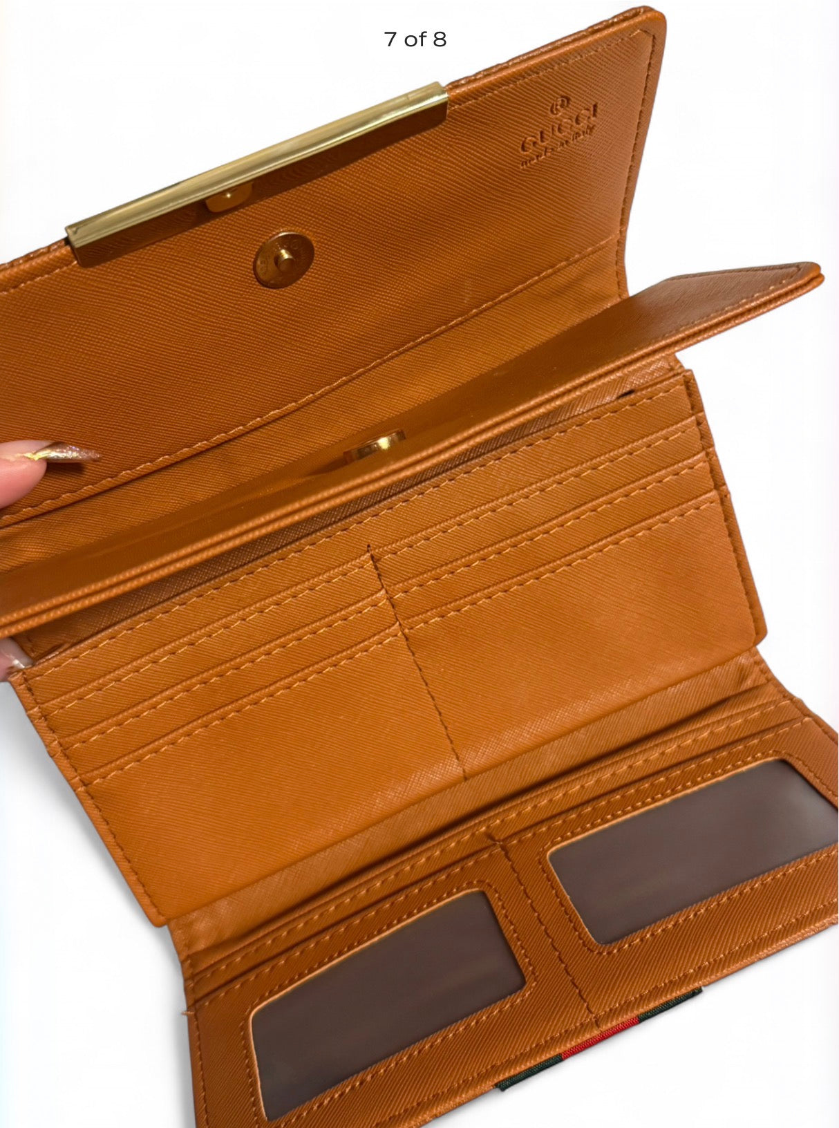 Gucci Ophidia Brown Leather Wallet With Web Stripe