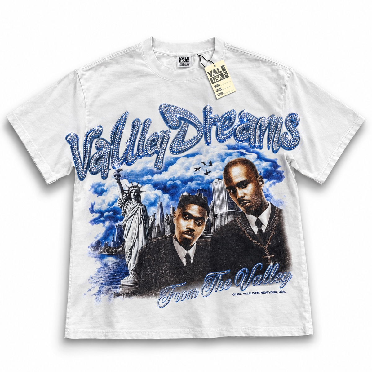 Valley T-Shirt White x Blue