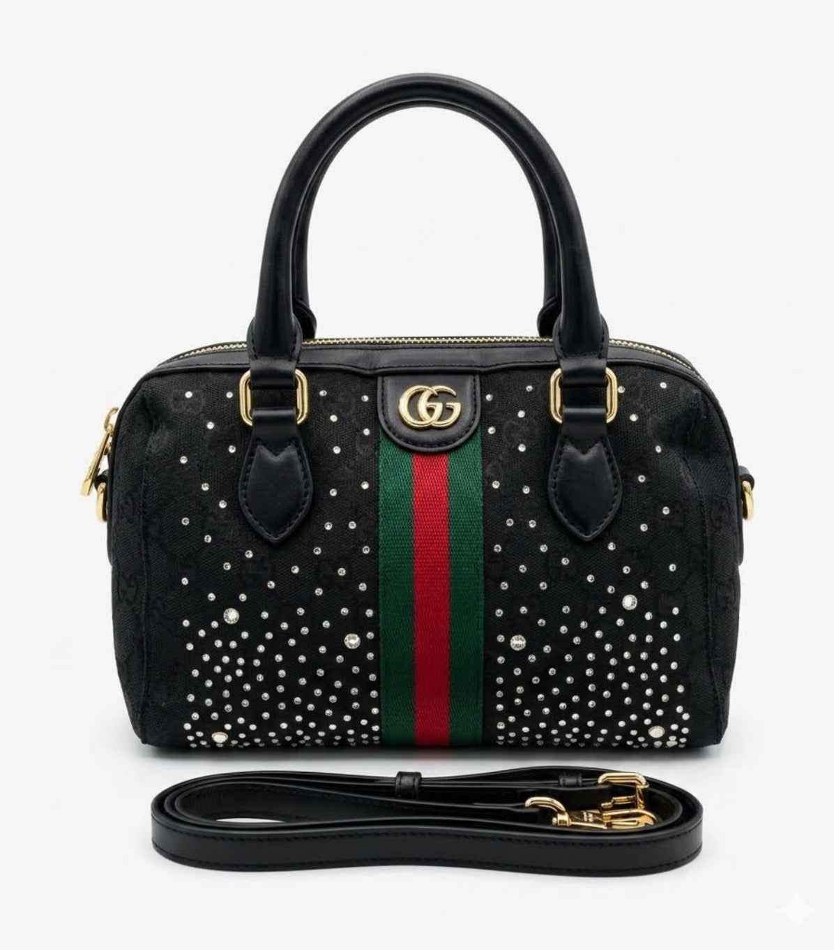 Black Luxury-Style Handbag with crystals