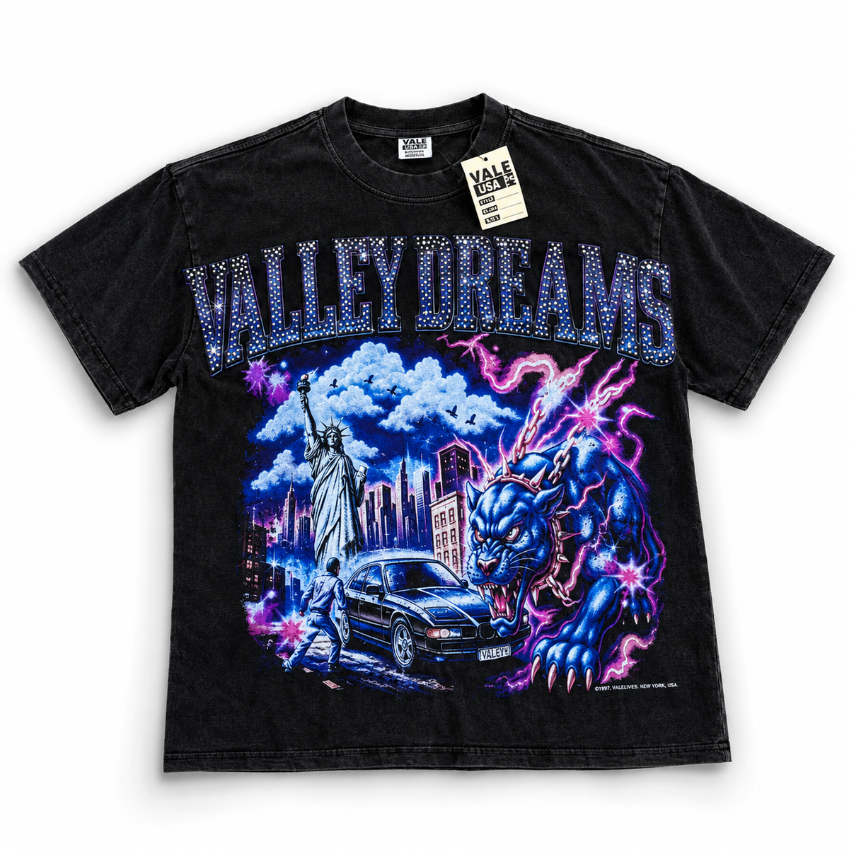 Valley T-Shirt Black With Diamonds
