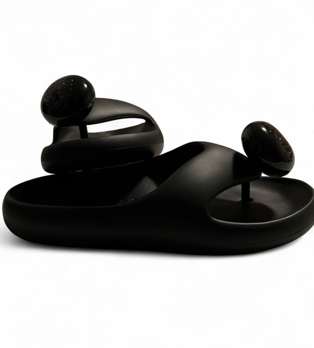 LOEWE X Paula's Ibiza Rubber Sandals–Bubble Slides–Black (New,No Box)