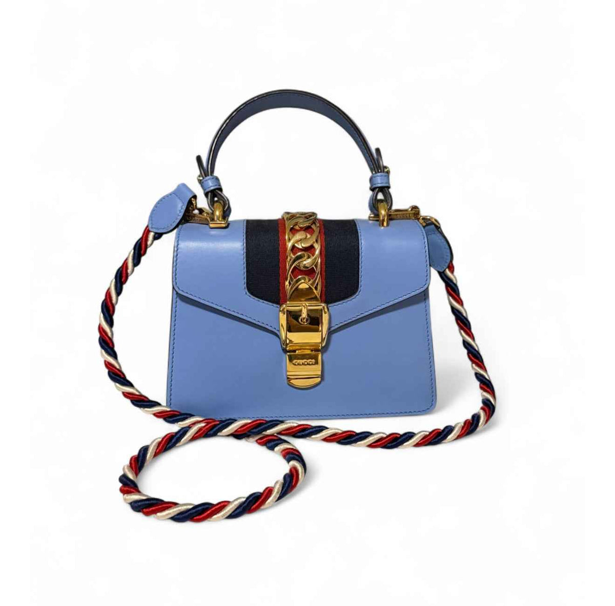 Mini Structured Calfskin Bag – Light Blue