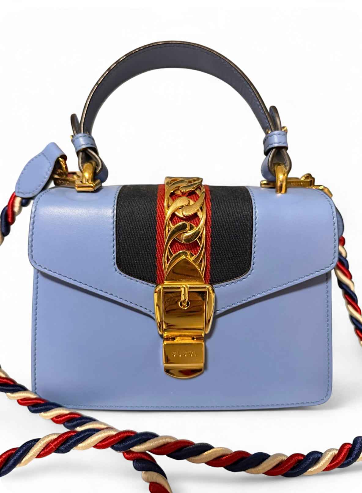 Mini Structured Calfskin Bag – Light Blue