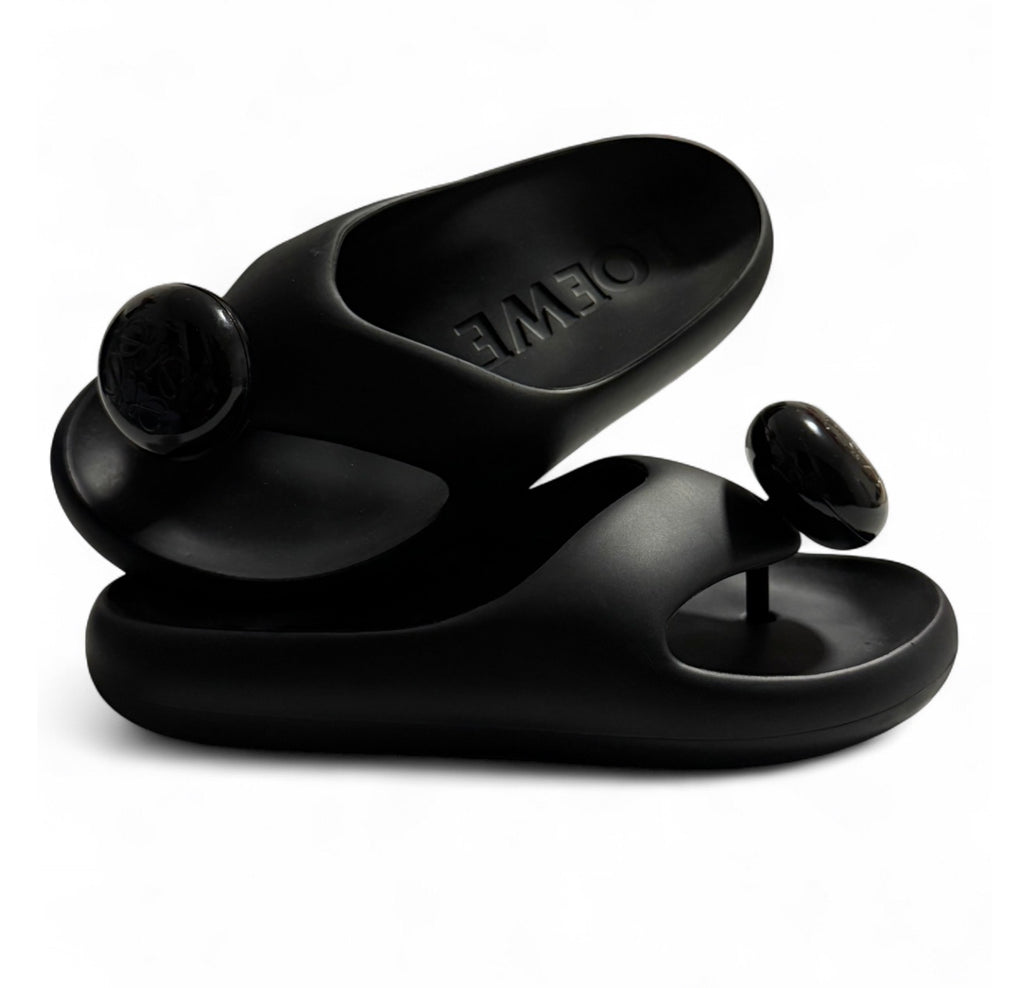 LOEWE X Paula's Ibiza Rubber Sandals–Bubble Slides–Black (New,No Box)