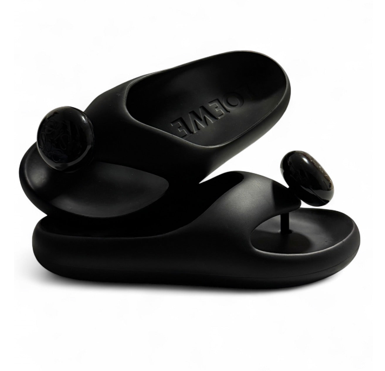 LOEWE X Paula's Ibiza Rubber Sandals–Bubble Slides–Black (New,No Box)